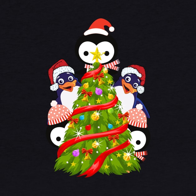 Penguins Christmas Tree T-Shirt by Him